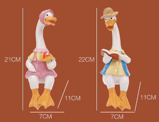 Garden Cartoon Reading Duck Couple Figurines - Outdoor Courtyard, Villa