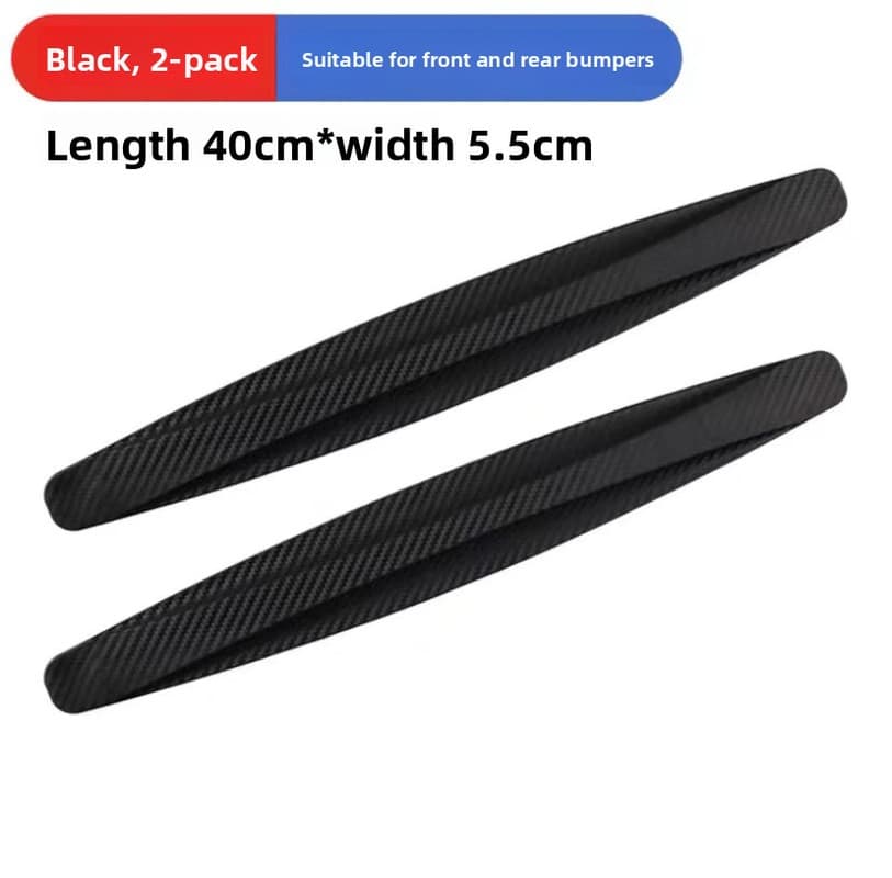 3-PCS Black Universal Car Bumper Protector Strips - Carbon Fiber - 2-Pack