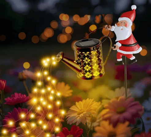 Warm white light Solar Powered Christmas Garden Stake - Watering Can Led