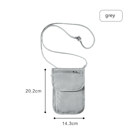 Grey 2 Pack RFID Blocking Travel Neck Pouch Passport Holder & Document
