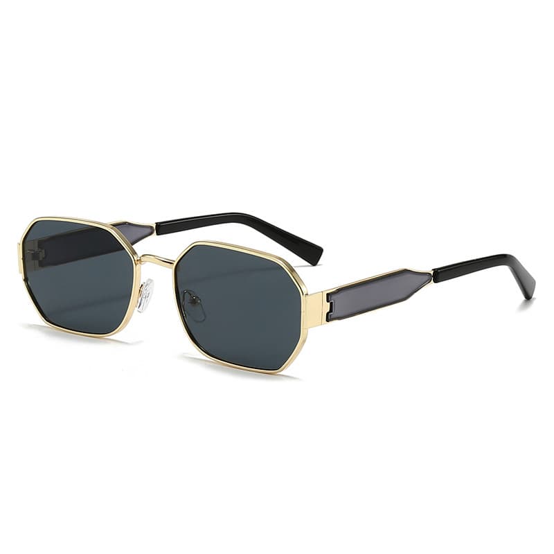 Gold Frame and Black Grey Lenses Modern Retro Geometric - Gold Black Grey