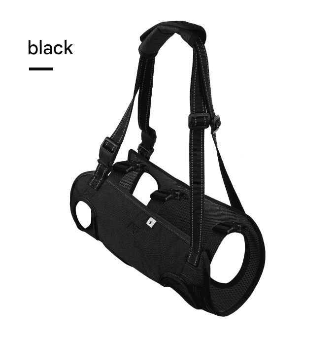 Black Pet Support Harness for Senior and Disabled Dogs - Adjustable Chest