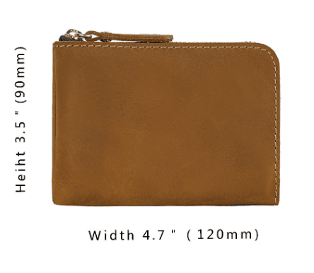 Black Handmade Crazy Horse Leather Wallet - Black Leather Zip Short