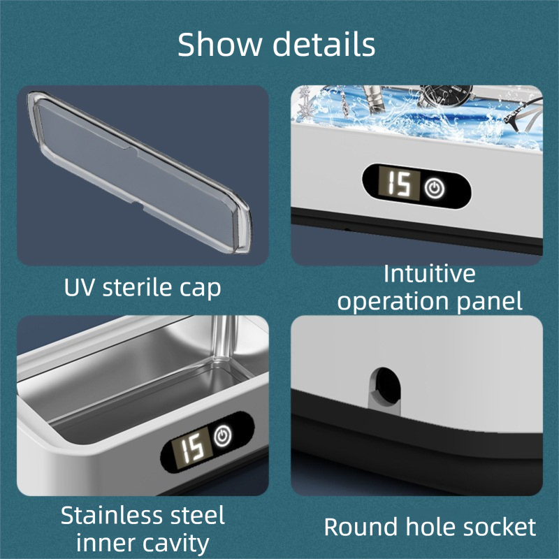X82 White Ultrasonic Jewelry & Eyeglass Deep Cleaner with Cloth - LCD