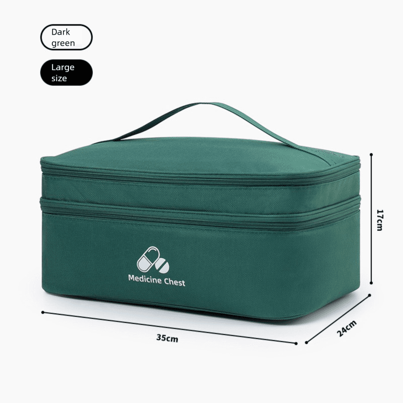 Green Large First Aid Organizer -35×24×17 cm Double-Layer - Green Travel