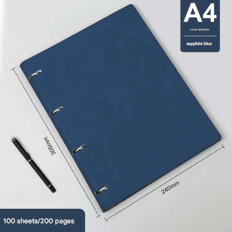 Blue 2-Piece Set A4 Loose-Leaf Notebooks - Professional PU Leather