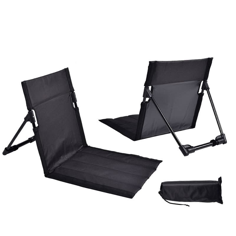 Black Portable Folding Beach Lounger Chair with 600D Oxford Fabric