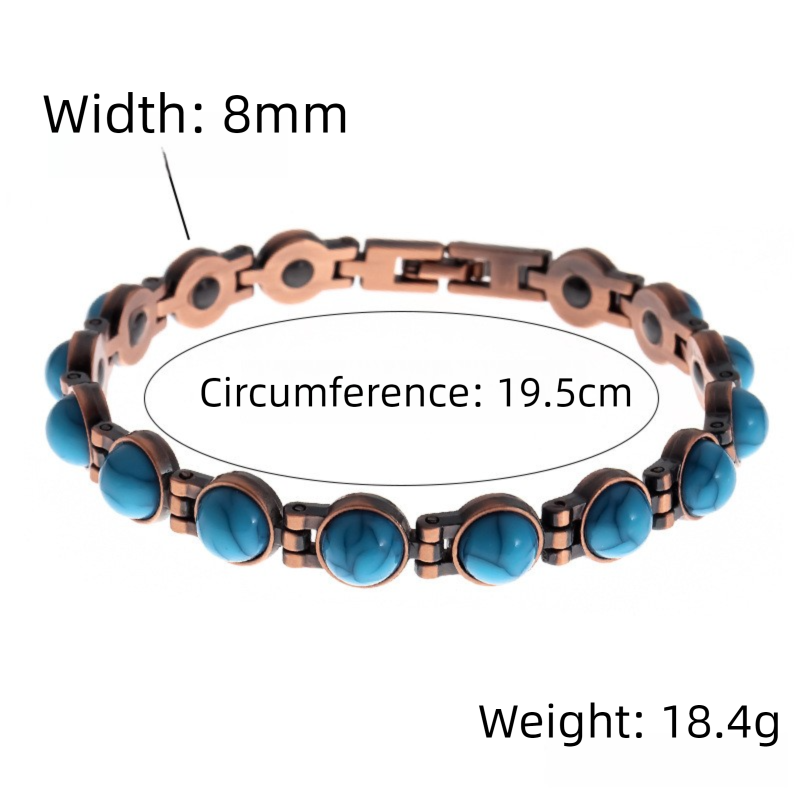 Vintage-Inspired Women's Copper-Tone Magnetic Bracelet - Turquoise Accent