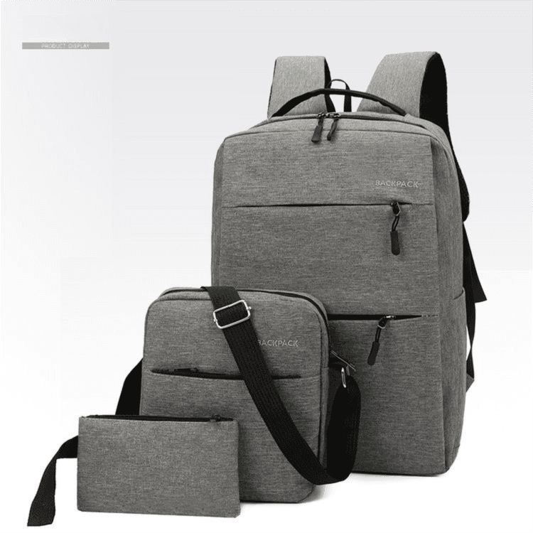 Grey 3-PCS Multi-Functional & Lightweight Backpacks Set for Students