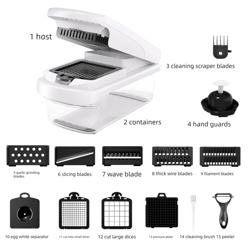 White Multifunctional Vegetable Slicer - Manual Kitchen Cutter