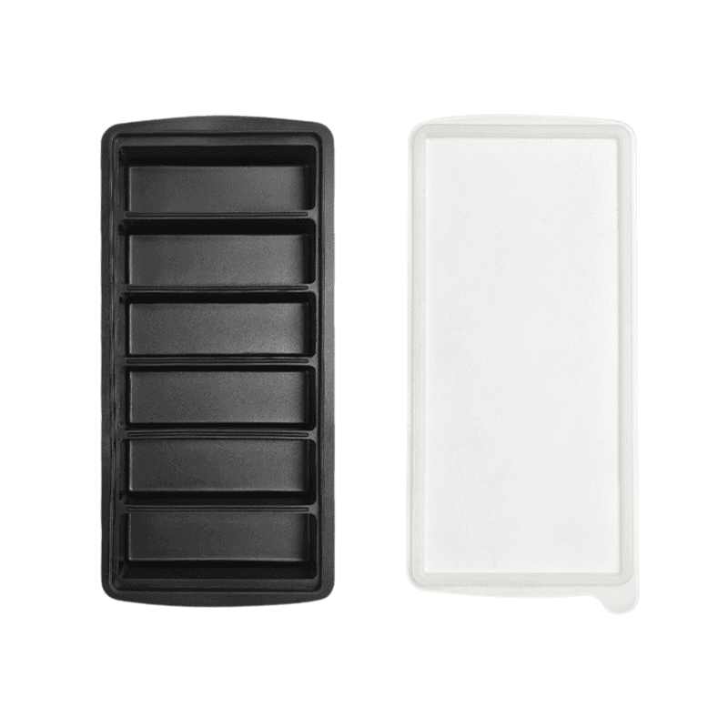 2-Packs Black 6-Grid Extra Long Silicone Ice Cube Tray - Easy Release