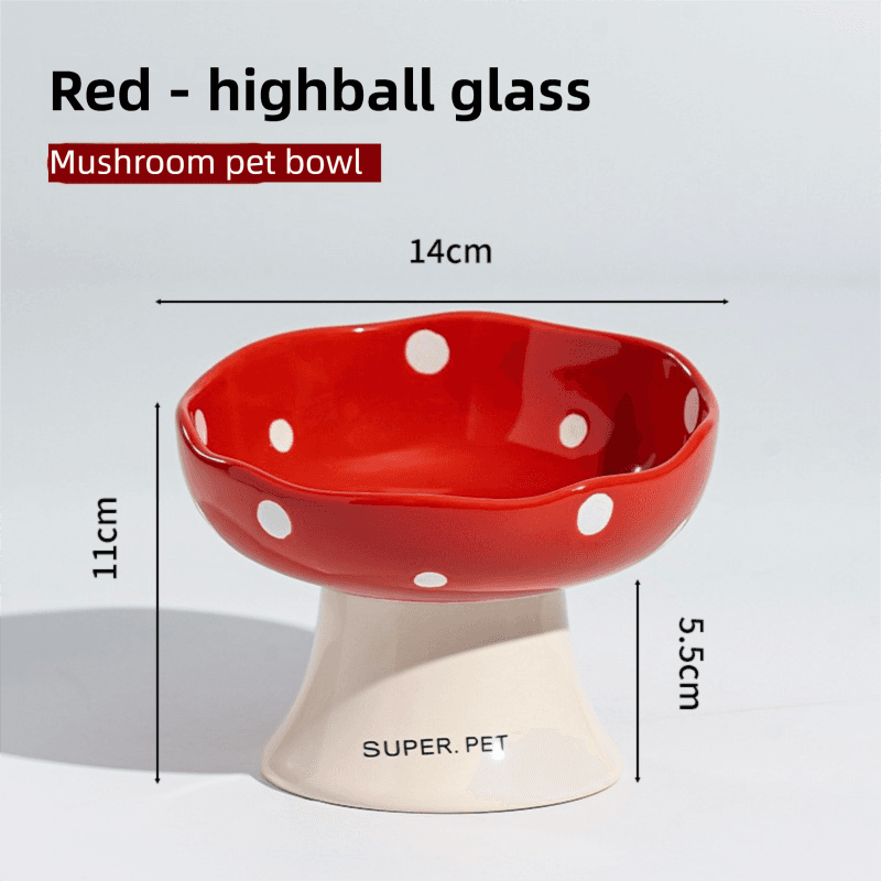 Red Elevated 15° Tilted Ceramic Cat Bowl - Anti-Chin Acne Glaze Finish