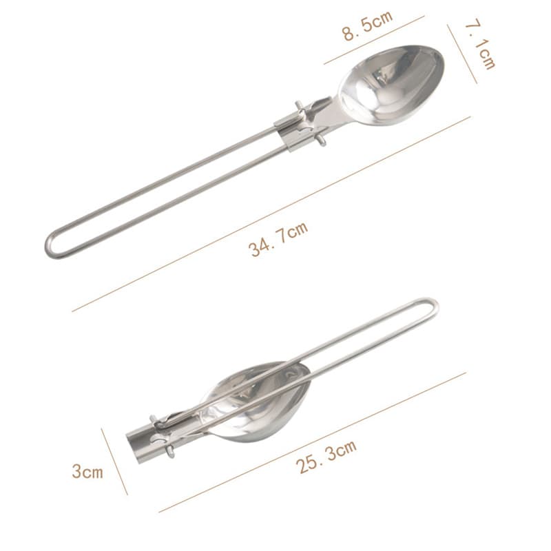 Silver 304 Stainless Steel Folding Camping Ladle - 2 Pack Deep Serving