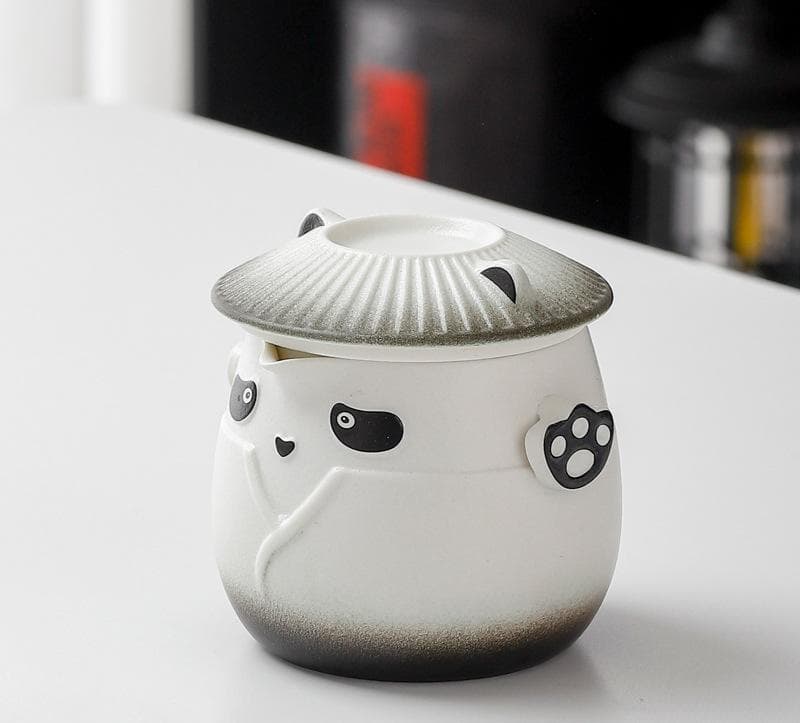 Panda Design Ceramic Tea Infuser Mug Set - 310 ml Travel Crackle - Black