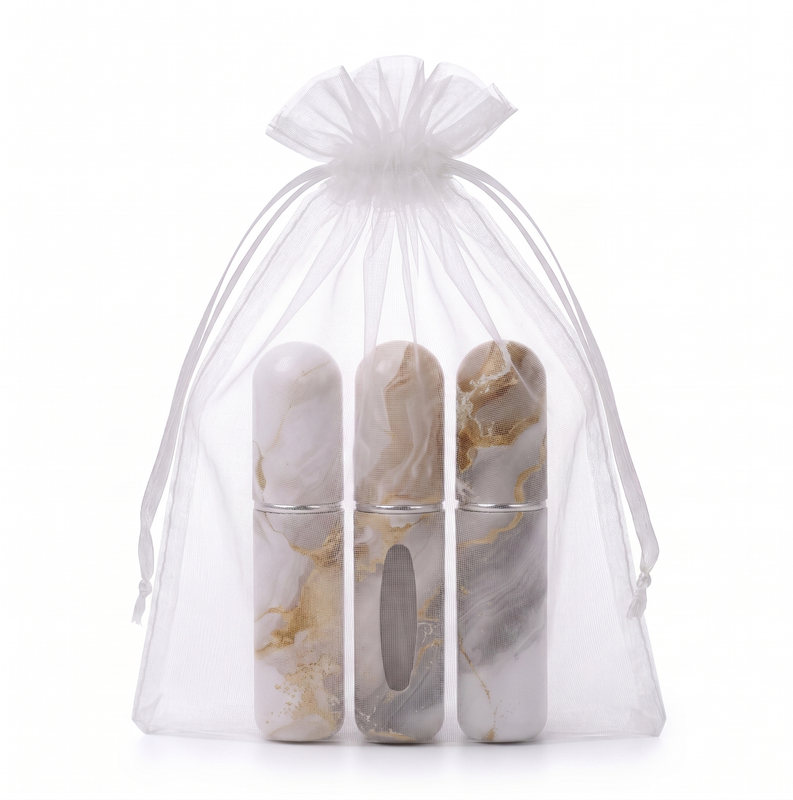 Champagne Marble Travel Perfume Atomizer Set (3-Pack) - 5 ml Leakproof