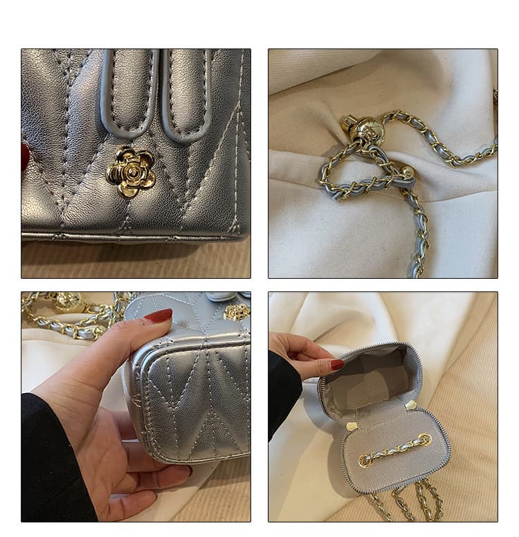 Black Quilted Mini Box Crossbody Bag - Style Chain Purse for Women