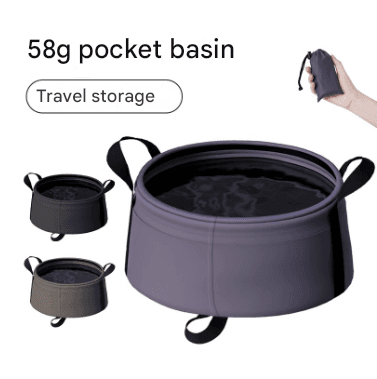 2-Piece Dark Blue Ultra-Lightweight Collapsible Travel Basin - 8.5L