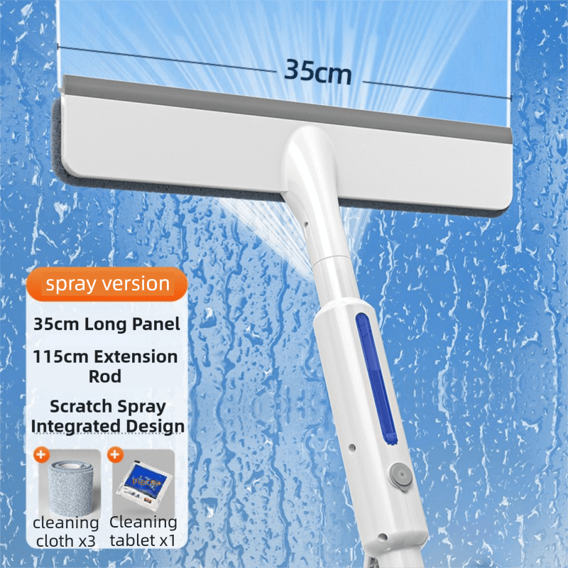 3-in-1 Spray Window Squeegee with 35 cm Clean-Panel & 115 cm Extension Pole