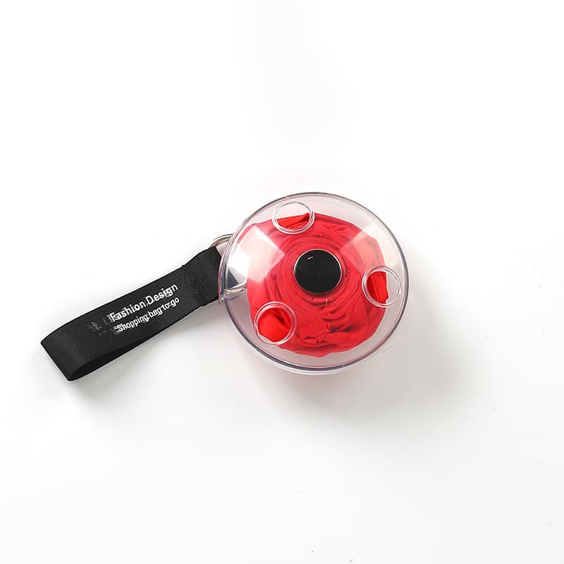 2-PCS Red Compact Retractable Shopping Bag with Nylon and ABS Plastic Disc