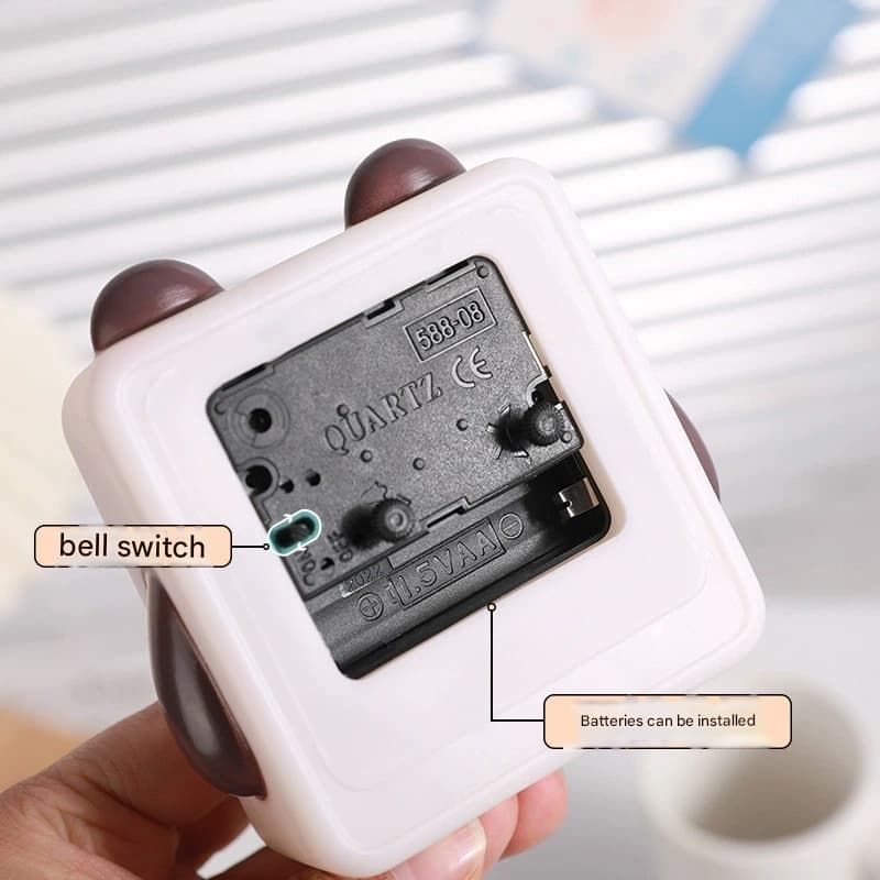 Cartoon Animal Alarm Clock - Silent Quartz Movement, Loud Alarm - White