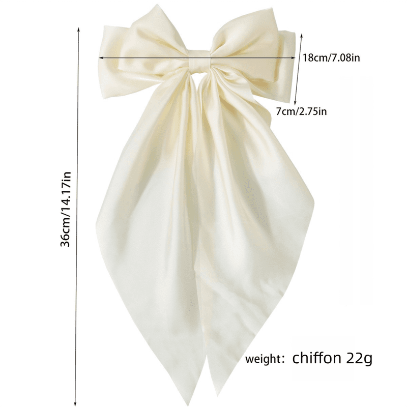 8-Color Set Satin Bow Hair Clips for Women - French Barrette Style, Sweet
