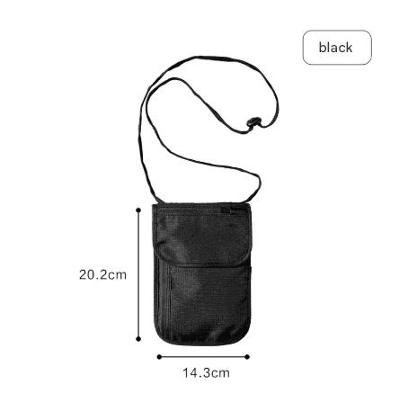 Black 2 Pack RFID Blocking Travel Neck Pouch Passport Holder & Document