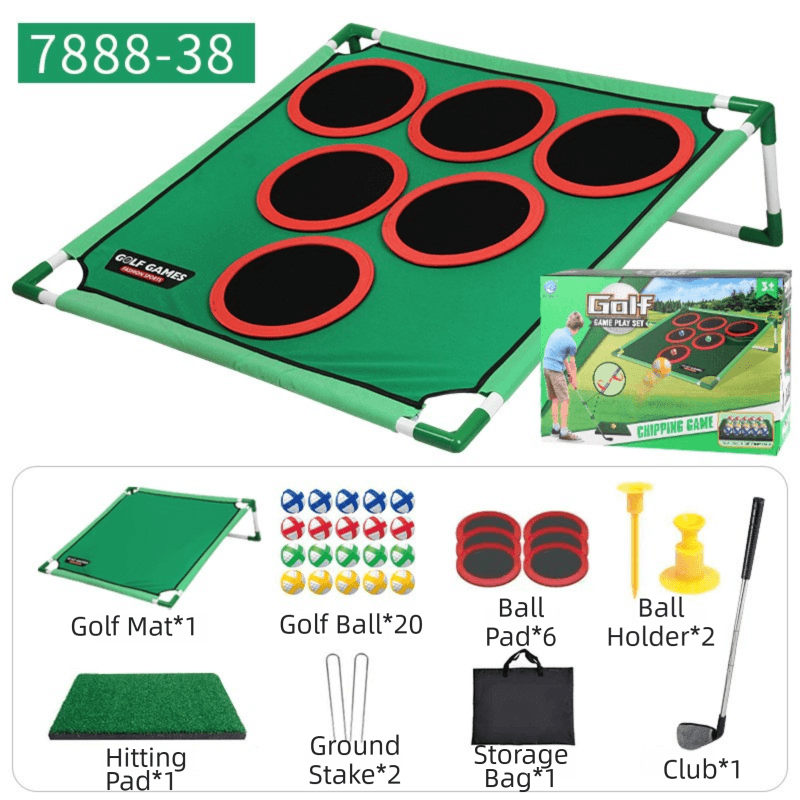 Indoor/Outdoor Golf Hitting Target Game Mat with Stand & Storage Bag