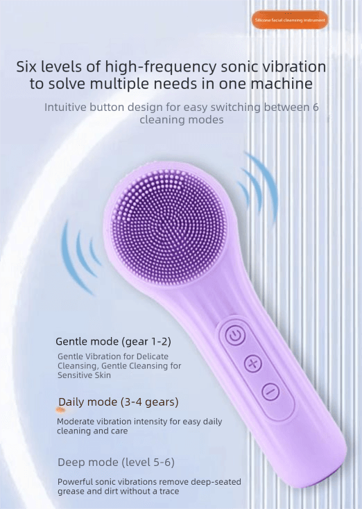Pink Multi-Functional Silicone Facial Cleansing Brush - Ultrasonic