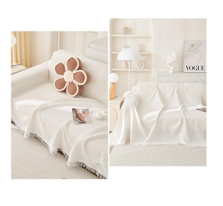 Black and white Ball Pattern Soft Waffle Weave Throw Blanket - Boho Style