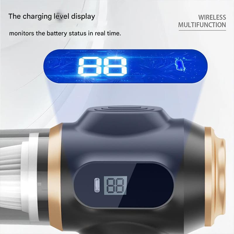 Black Portable Wireless Car Vacuum Cleaner - Powerful Suction - 2000MHA
