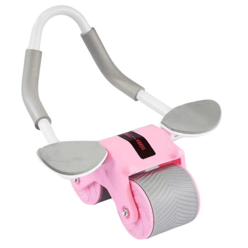 Pink Multifunctional Abdominal Roller with Automatic Rebound - Core Strength