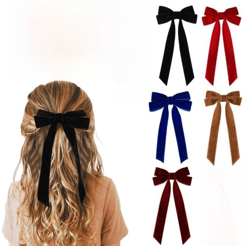 Velvet Bow Hair Clip Set (10-Piece) - Simple Fashion Accessory for Princess
