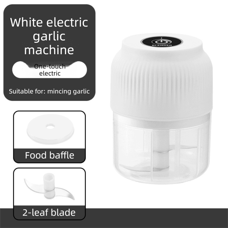 2-Leaf blade White Wireless Electric Garlic Chopper 300 ml Portable Mini