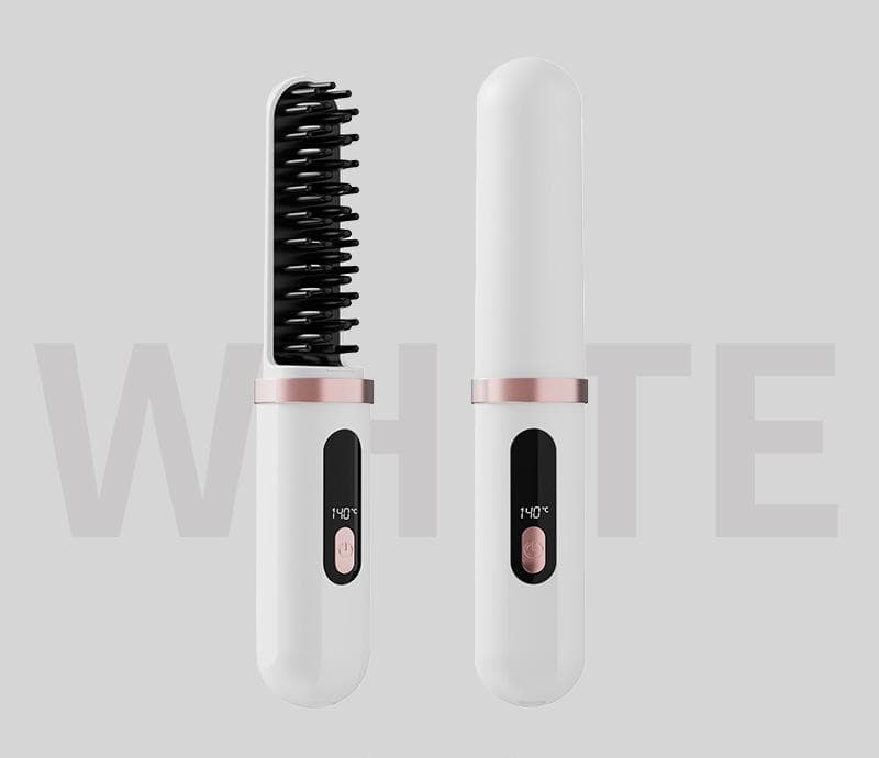 Cordless Hair Straightener Brush - 4000mAh USB-C Rechargeable, 4 - White