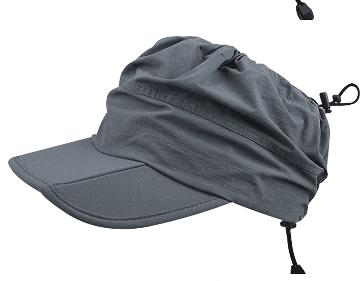 Grey Outdoor Quick Dry Sun Hat - Foldable Visor Cap - UV Protection - 55-58