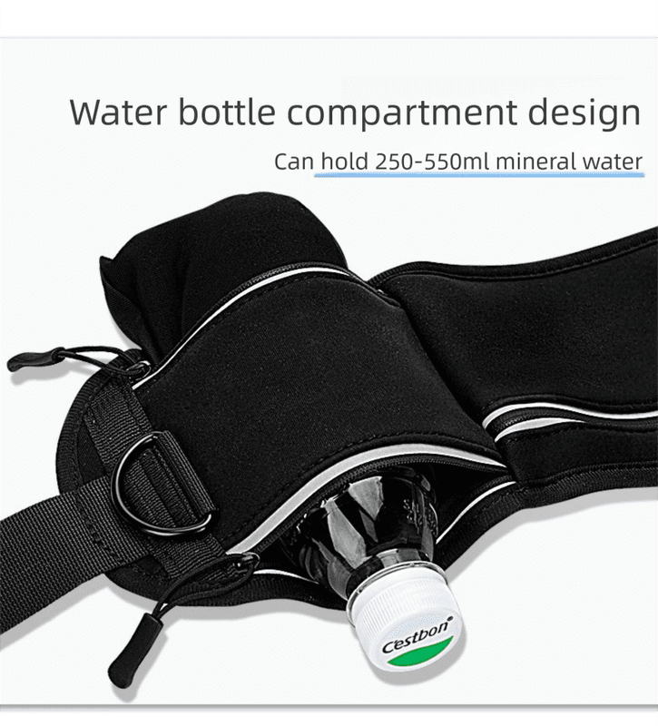 Black Shock-Absorbing Running & Dog Walking Belt - Integrated Waist Pack