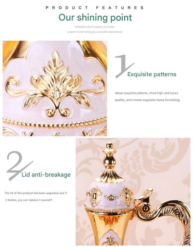 Gold Metal Serving Set - Decanter, 6 Cups, Tray (White Gold)