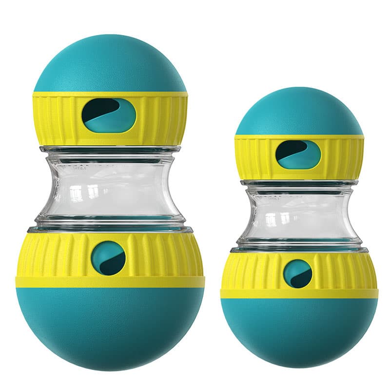 2-Piece Green Slow Feeder Dog Toy Set - Large & Small Rolling Treat
