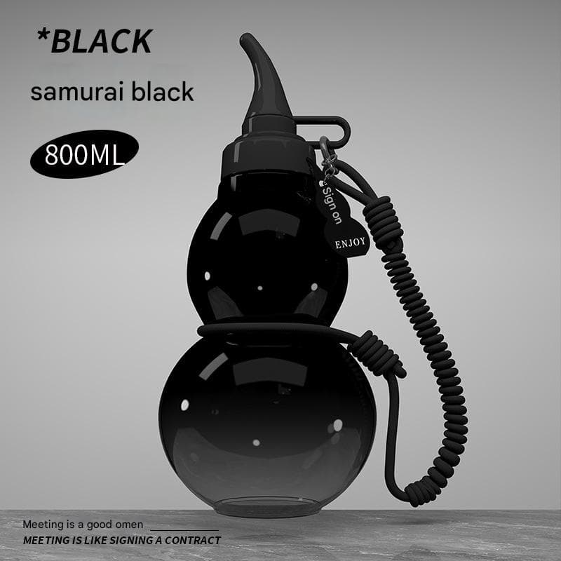 Unique Gourd-Shaped Sports Water Bottle - 800 ml Tritan Material - Black