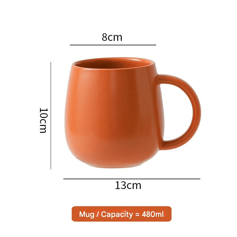 Orange Macaron Ceramic Coffee Mug Set - 500 ml Large Capacity Belly Cup