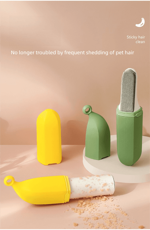 Yellow Multifunctional Banana-Shaped Lint Remover - Portable Sticky Hair