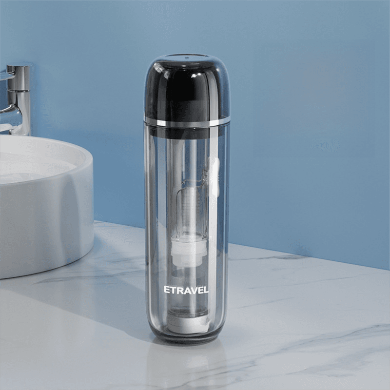 Grey Portable 2-in-1 Travel Toothbrush/Toothpaste Organizer & Mouthwash Cup