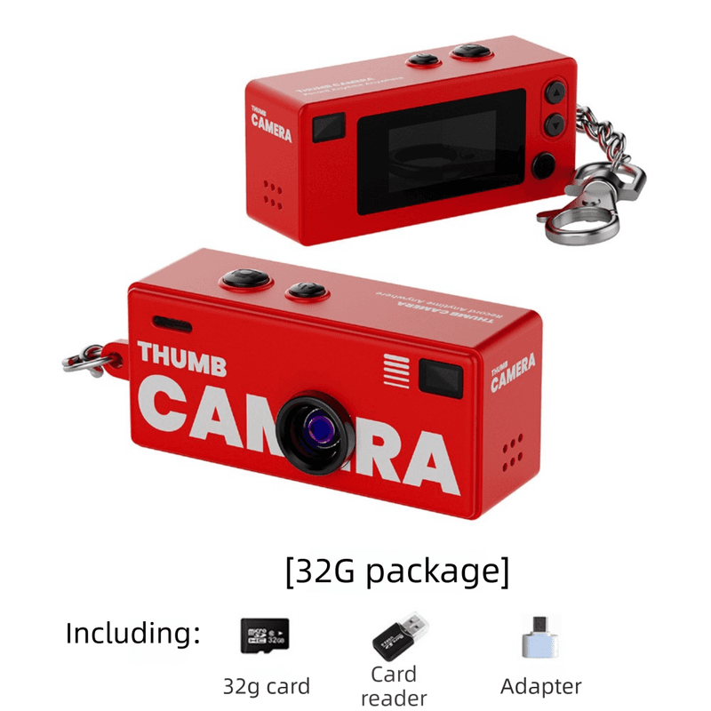 G6 Red Ultra-Mini Thumb Camera with 32GB Card, Card Reader & Adapter - HD