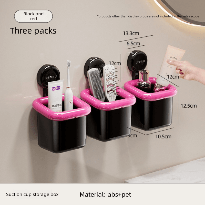 3 Pack Suction Cup Bathroom Organizer Wall Mounted Toothbrush Holder No