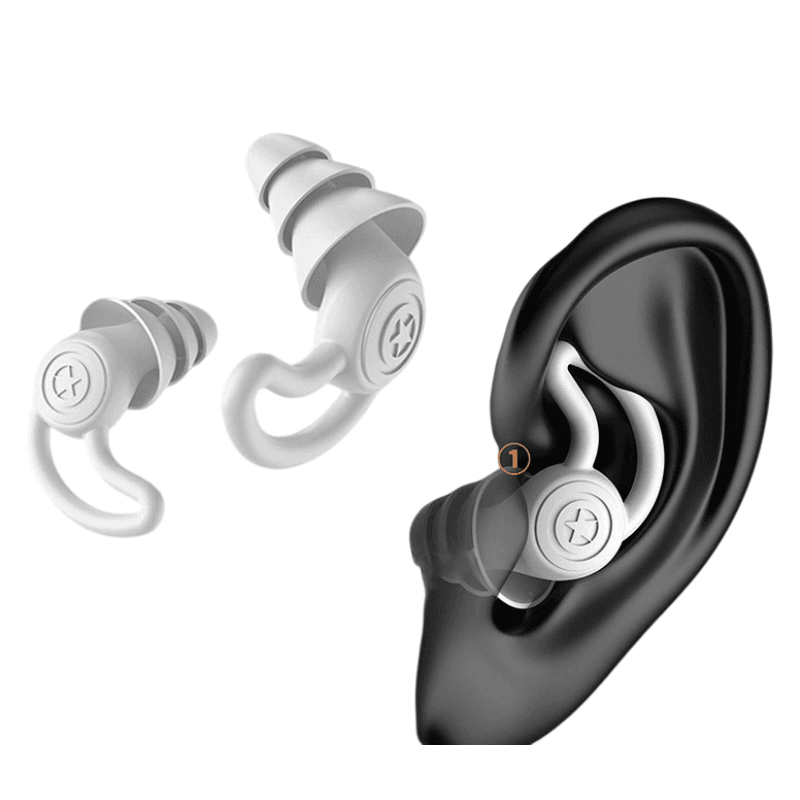 2-Pairs White Noise Reduction Silicone Ear Plugs for Swimming, Sleep