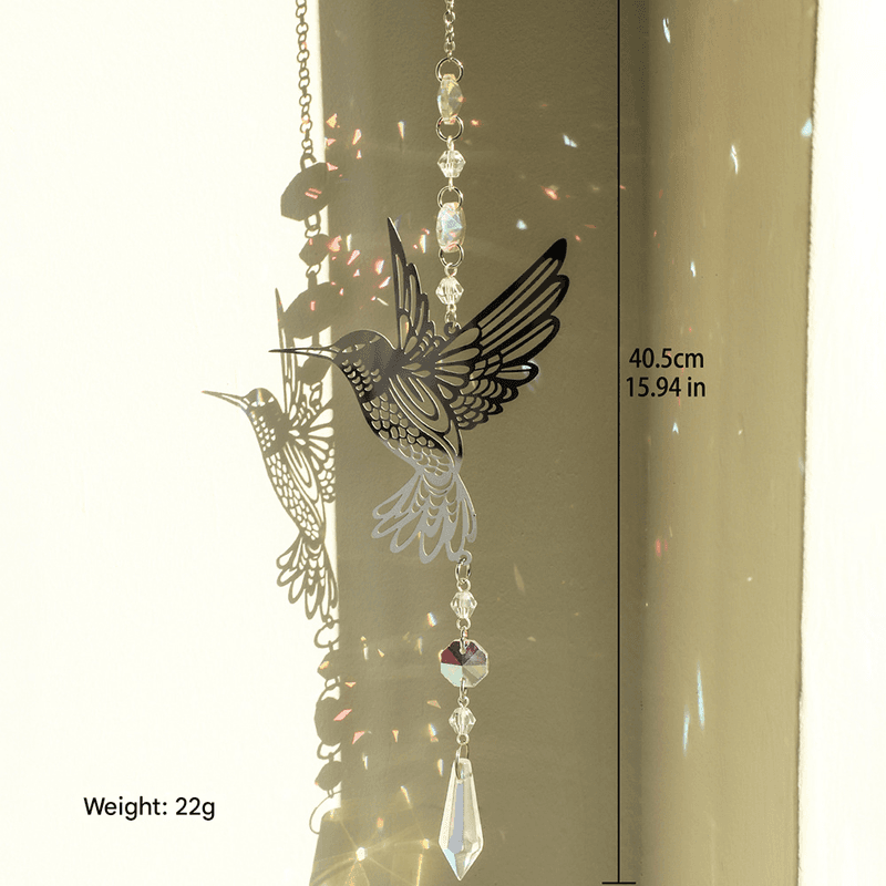 2-Piece Hummingbird Metal Suncatcher with Crystal Accents - for Window or