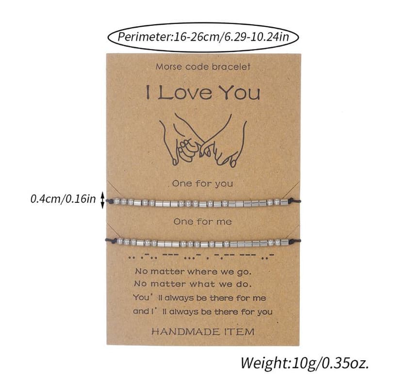 Stainless Steel Morse Code Bracelet (16-26 cm) with Secret - Love You