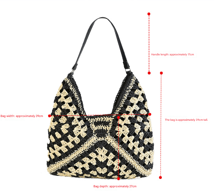 Beige Woven Shoulder Bag - Versatile Handbag & Crossbody - 39 × 27 × 39 cm