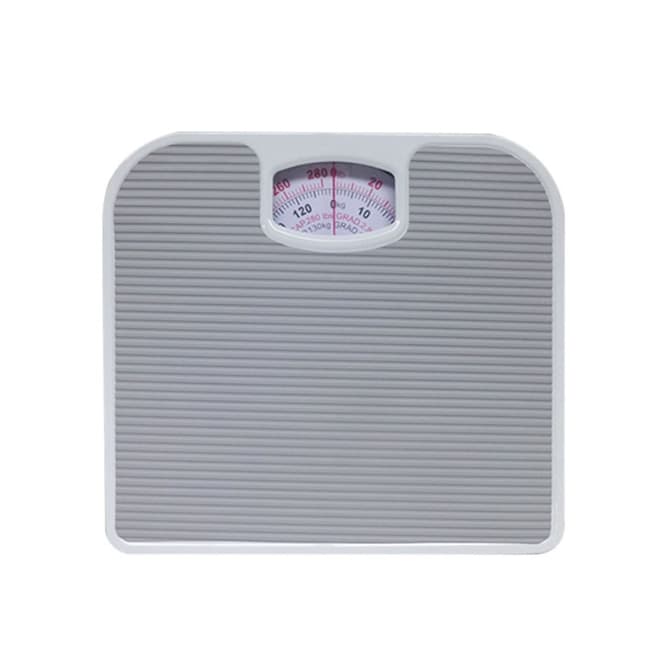 Light Gray Classic Mechanical Bathroom Scale - Battery-Free Analog Body