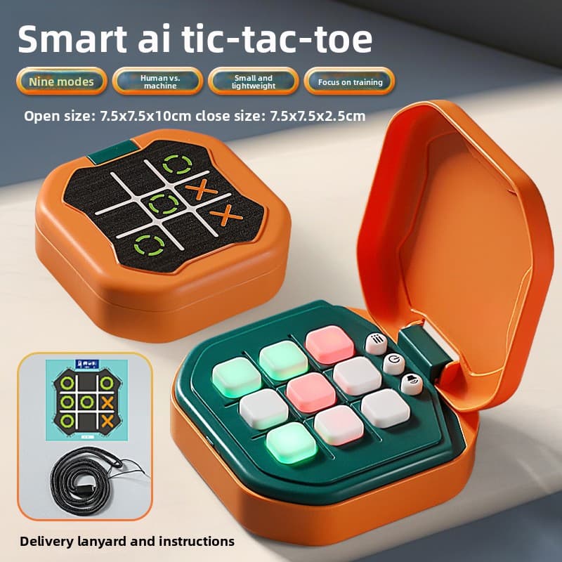 2 Pack Orange AI Tic-Tac-Toe Handheld Game Electronic Logic Training Machine